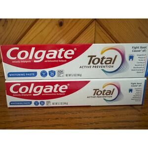 NEW Colgate Total Whitening Toothpaste Lot of 2 Active Prevention Retail $12